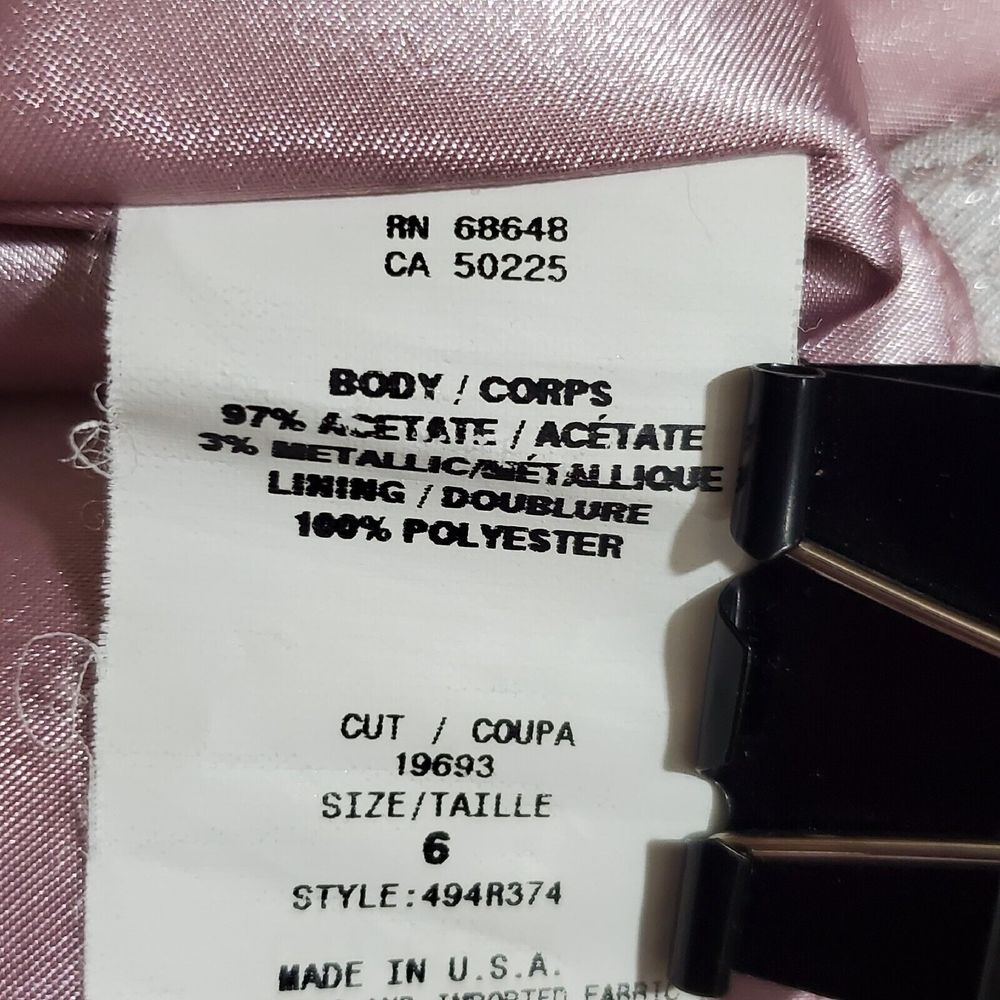 ABS Allen Schwartz Dress 6 Pink Silver Metallic Beaded Rhinestone Cocktail Vtg - Picture 15 of 16